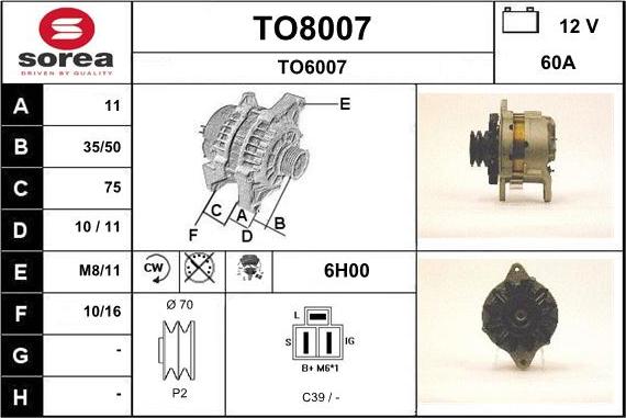 SNRA TO8007 - Alternateur cwaw.fr