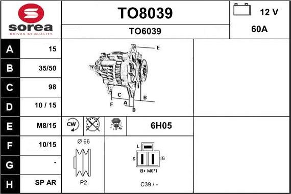 SNRA TO8039 - Alternateur cwaw.fr