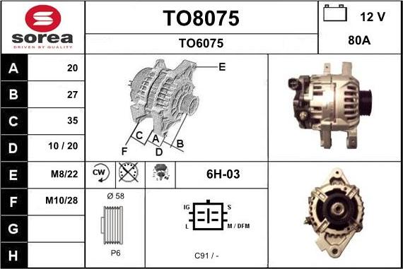 SNRA TO8075 - Alternateur cwaw.fr