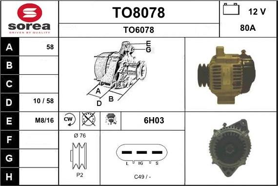 SNRA TO8078 - Alternateur cwaw.fr