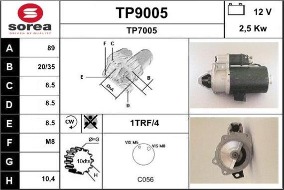 SNRA TP9005 - Démarreur cwaw.fr