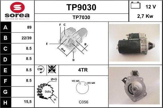 SNRA TP9030 - Démarreur cwaw.fr