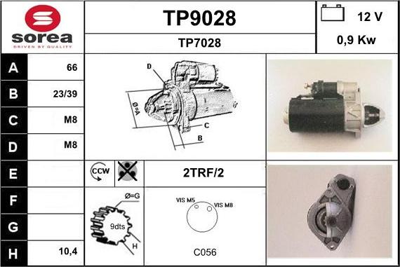 SNRA TP9028 - Démarreur cwaw.fr