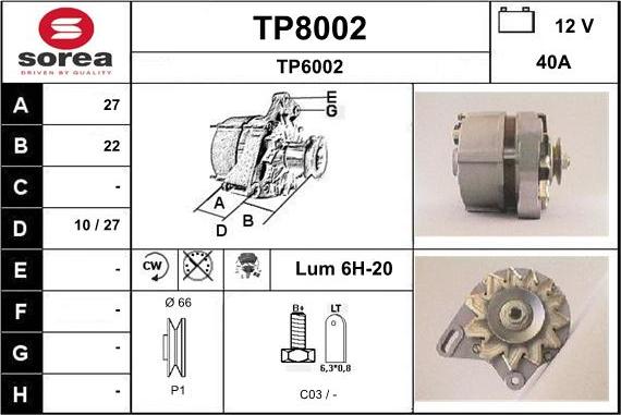 SNRA TP8002 - Alternateur cwaw.fr