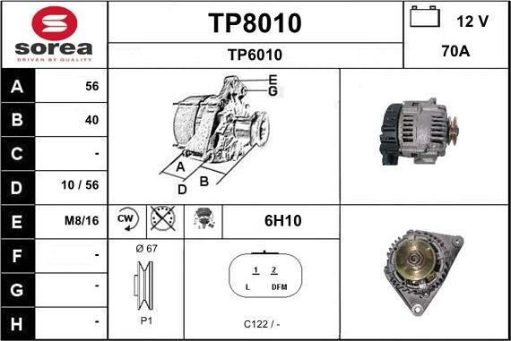 SNRA TP8010 - Alternateur cwaw.fr