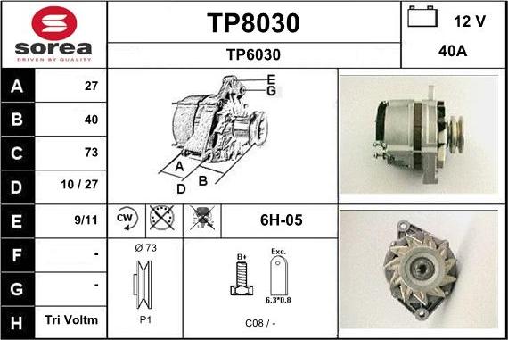 SNRA TP8030 - Alternateur cwaw.fr