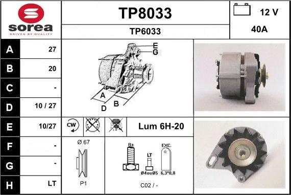 SNRA TP8033 - Alternateur cwaw.fr