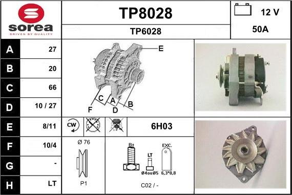 SNRA TP8028 - Alternateur cwaw.fr