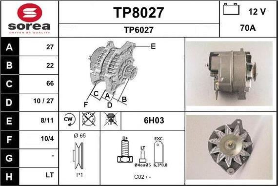 SNRA TP8027 - Alternateur cwaw.fr