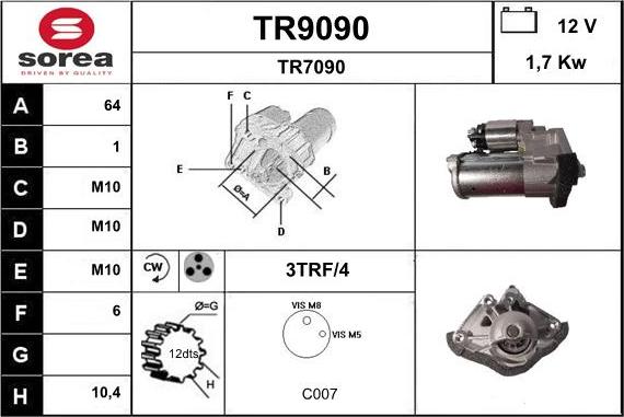 SNRA TR9090 - Démarreur cwaw.fr