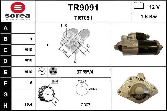 SNRA TR9091 - Démarreur cwaw.fr