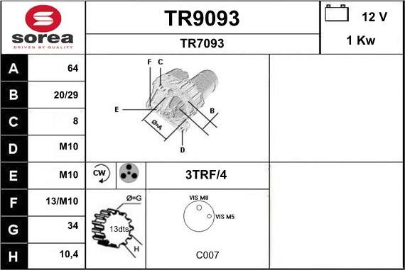 SNRA TR9093 - Démarreur cwaw.fr