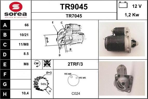 SNRA TR9045 - Démarreur cwaw.fr