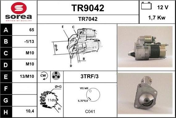 SNRA TR9042 - Démarreur cwaw.fr