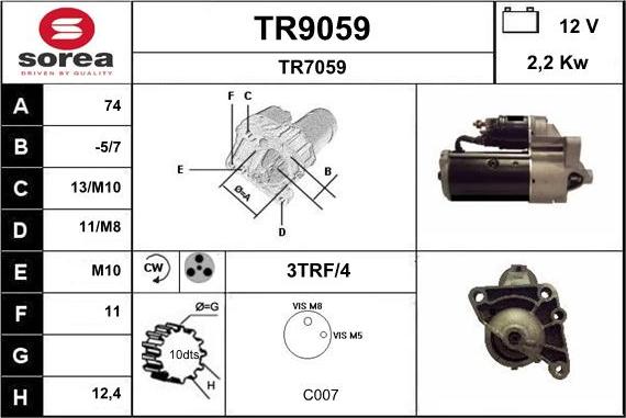 SNRA TR9059 - Démarreur cwaw.fr