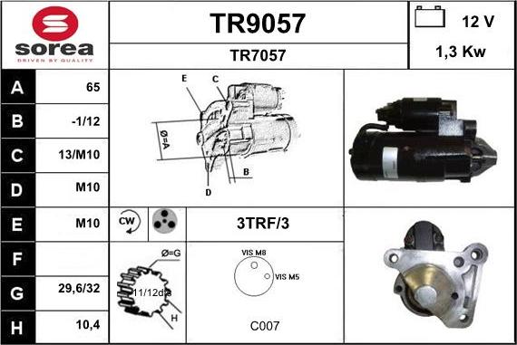 SNRA TR9057 - Démarreur cwaw.fr