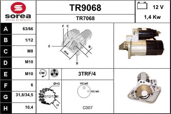 SNRA TR9068 - Démarreur cwaw.fr