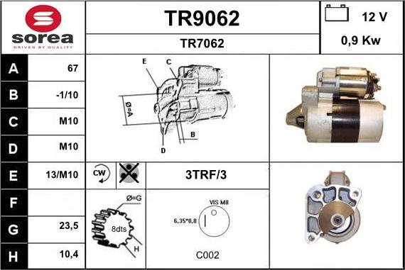 SNRA TR9062 - Démarreur cwaw.fr