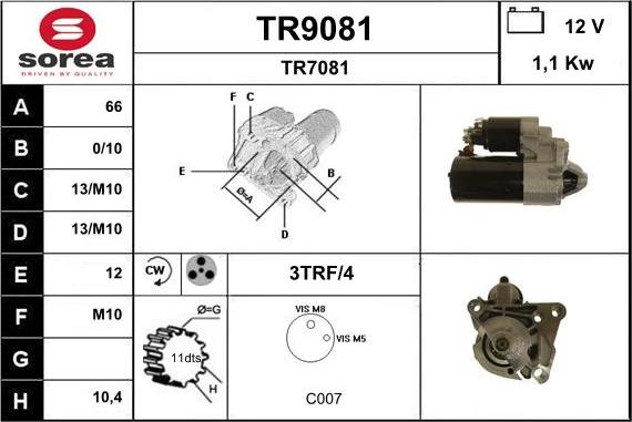 SNRA TR9081 - Démarreur cwaw.fr