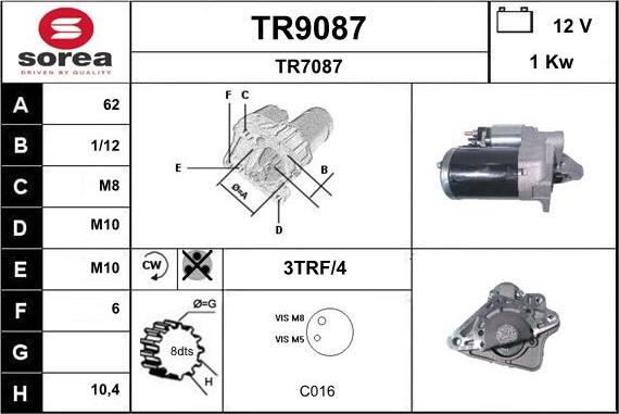 SNRA TR9087 - Démarreur cwaw.fr