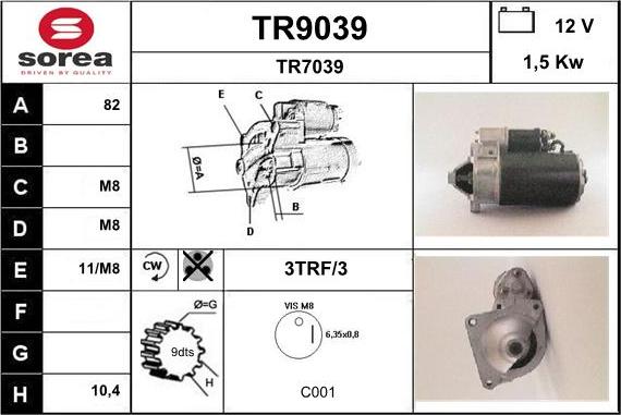 SNRA TR9039 - Démarreur cwaw.fr