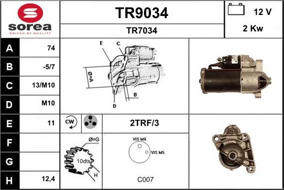 SNRA TR9034 - Démarreur cwaw.fr