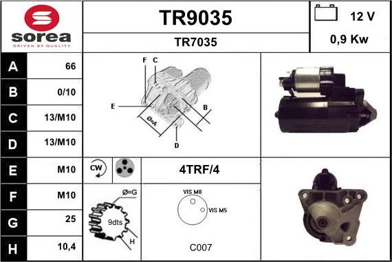 SNRA TR9035 - Démarreur cwaw.fr