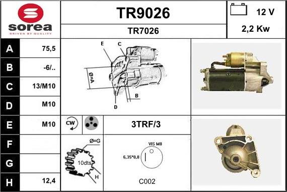 SNRA TR9026 - Démarreur cwaw.fr