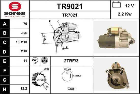 SNRA TR9021 - Démarreur cwaw.fr