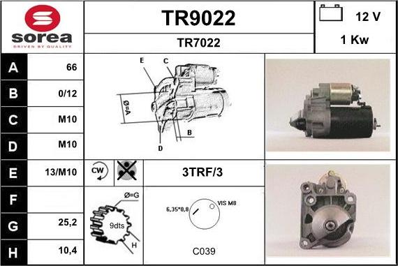 SNRA TR9022 - Démarreur cwaw.fr