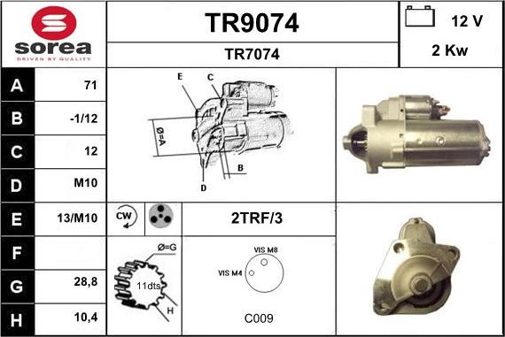 SNRA TR9074 - Démarreur cwaw.fr