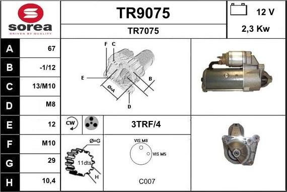 SNRA TR9075 - Démarreur cwaw.fr