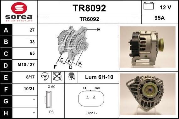 SNRA TR8092 - Alternateur cwaw.fr