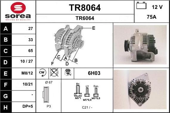 SNRA TR8064 - Alternateur cwaw.fr