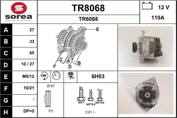 SNRA TR8068 - Alternateur cwaw.fr