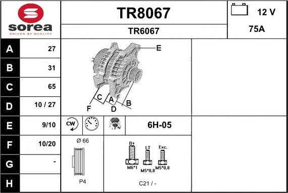 SNRA TR8067 - Alternateur cwaw.fr