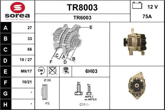 SNRA TR8003 - Alternateur cwaw.fr