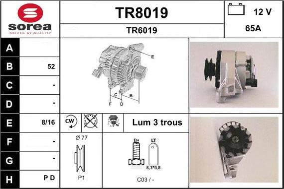 SNRA TR8019 - Alternateur cwaw.fr