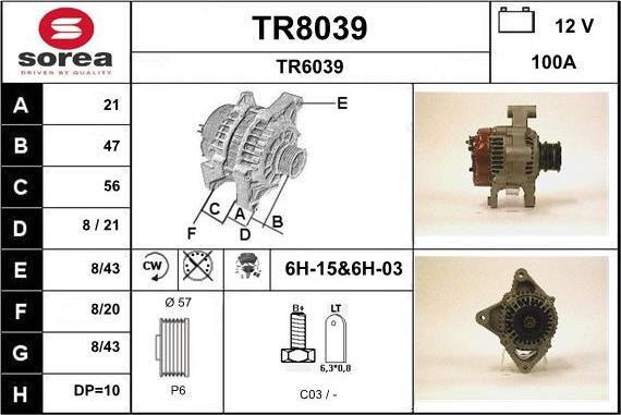 SNRA TR8039 - Alternateur cwaw.fr