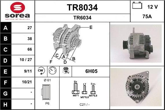 SNRA TR8034 - Alternateur cwaw.fr