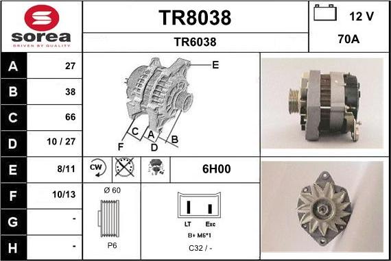 SNRA TR8038 - Alternateur cwaw.fr