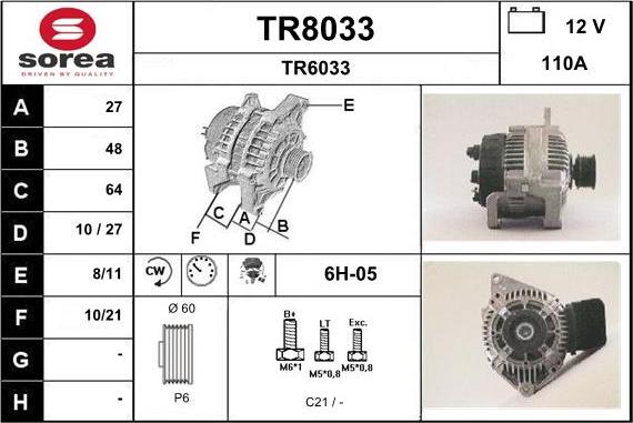 SNRA TR8033 - Alternateur cwaw.fr