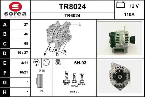 SNRA TR8024 - Alternateur cwaw.fr