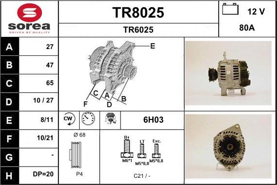 SNRA TR8025 - Alternateur cwaw.fr