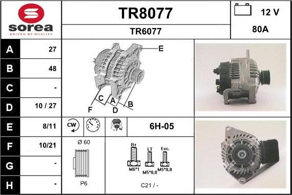 SNRA TR8077 - Alternateur cwaw.fr