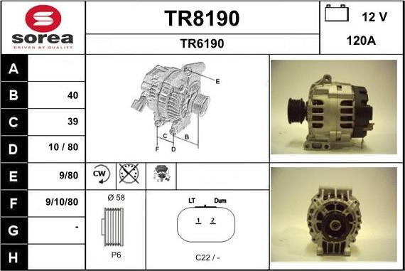 SNRA TR8190 - Alternateur cwaw.fr