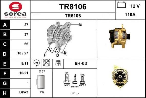 SNRA TR8106 - Alternateur cwaw.fr