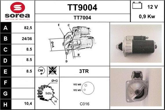 SNRA TT9004 - Démarreur cwaw.fr