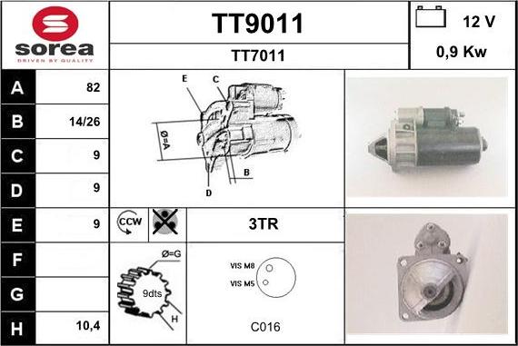 SNRA TT9011 - Démarreur cwaw.fr