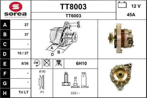 SNRA TT8003 - Alternateur cwaw.fr